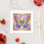 Serviette En Papier Luxury Rainbow Glitter Butterfly Party Paper (En situation)