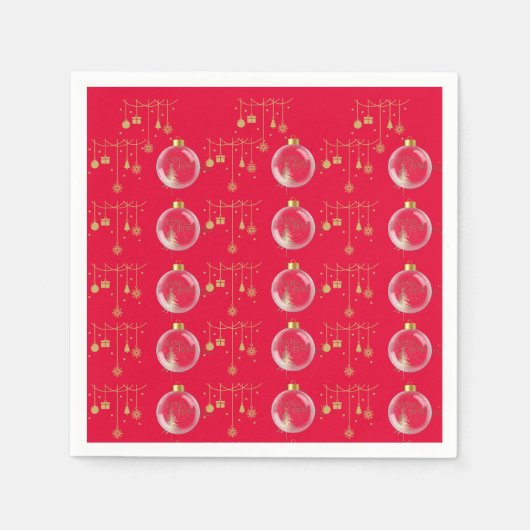Serviette En Papier Luxury Red and Gold Bauble Christmas (Devant)