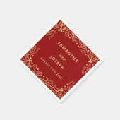 Serviette En Papier Luxury Red & Antique-Gold Wedding (Coin)