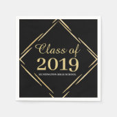 Serviette En Papier Lycée Reunion Gold/Black Class de 2019 (Devant)