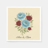 Serviette En Papier Lyons Blue Peony et Fig Purple Rose Mariage (Devant)