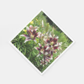 Serviette En Papier Lys Asiatiques De Crème Bourgogne, Lys Jaunes (Coin)