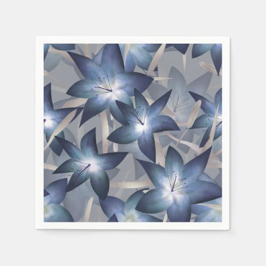 Serviette En Papier Lys bleus (Devant)
