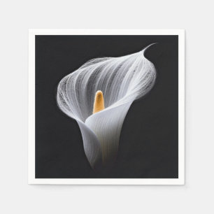 Serviette En Papier Lys Calla Blanc Sur Noir