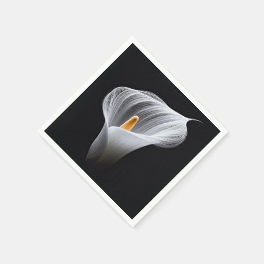 Serviette En Papier Lys Calla Blanc Sur Noir (Coin)