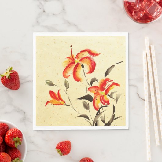 Serviette En Papier Lys de tigre - rouge (En situation)