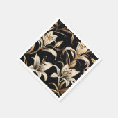Serviette En Papier Lys dorés modernes sur noir (Coin)