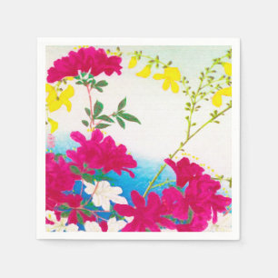 Serviette En Papier Lys japonais - magenta, bleu jaune