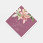 Serviette En Papier Lys romantiques roses et blancs sur Fuchsia (Coin)