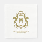 Serviette En Papier M Couronne d'or initiale (Devant)