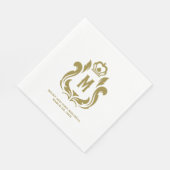Serviette En Papier M Couronne d'or initiale (Coin)