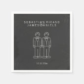 Serviette En Papier M. et M. Doodle Mariage gay Personnalisé (Devant)