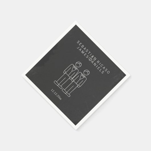 Serviette En Papier M. et M. Doodle Mariage gay Personnalisé (Coin)