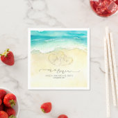 Serviette En Papier M. et Mme Beach Hearts Aquarelle (En situation)