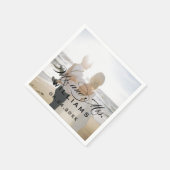 Serviette En Papier M. et Mme Black Elegant Script Mariage Photo (Coin)