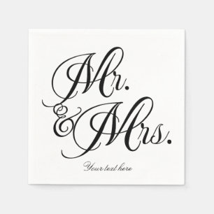 Serviette En Papier M. et Mme Black White Wedding Engagement Party