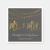 Serviette En Papier M. et Mme Charcoal et Gold Foil (Devant)