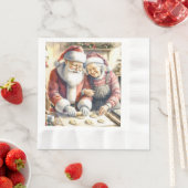 Serviette En Papier M. et Mme Claus Baking Cookies Custom Christmas (En situation)
