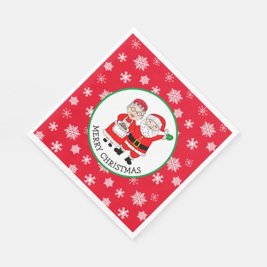 Serviette En Papier M. et Mme Claus, Père Noël Joyeux Noël (Coin)