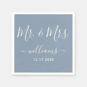 Serviette En Papier M. et Mme Dusty Mariage bleu moderne (Devant)