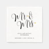 Serviette En Papier M. et Mme écriture simple mariage élégant (Devant)
