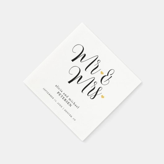 Serviette En Papier M. et Mme écriture simple mariage élégant (Coin)