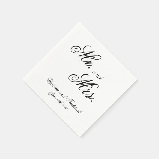 Serviette En Papier M. et Mme Elegant Mariage de la calligraphie (Coin)