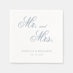 Serviette En Papier M. et Mme Elegant Mariage officiel Dusty Blue