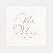 Serviette En Papier M. et Mme Elegant Rose Mariage Gold Foil (Devant)