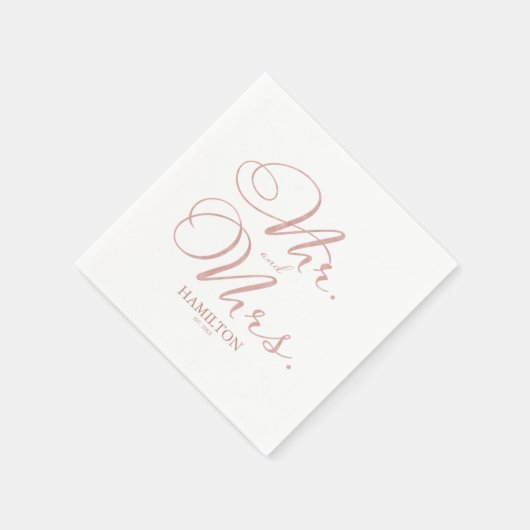 Serviette En Papier M. et Mme Elegant Rose Mariage Gold Foil (Coin)