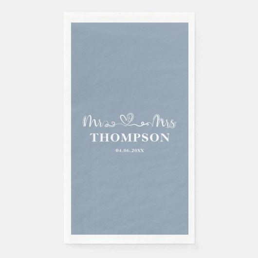 Serviette En Papier M. et Mme Elegant Simple | Dusty Blue (Devant)