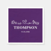 Serviette En Papier M. et Mme Elegant Simple | Violet (Devant)