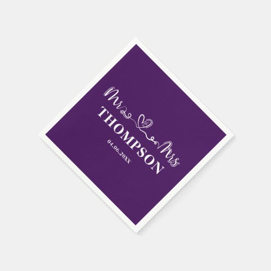 Serviette En Papier M. et Mme Elegant Simple | Violet (Coin)