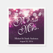 Serviette En Papier M. et Mme - Glam Parties scintillant rose Mariage (Devant)