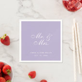 Serviette En Papier M. et Mme Lavande Mariage Violet Blanc Script (En situation)
