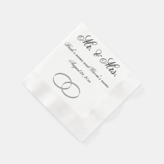 Serviette En Papier M. et Mme mariage napkin - personnalisable (Coin)