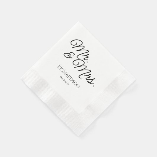 Serviette En Papier M. et Mme Mariage Napkins Personnalisé (Coin)