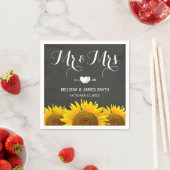 Serviette En Papier M. et Mme Mariage Sunflowers Chalkboard Elegant (En situation)