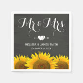 Serviette En Papier M. et Mme Mariage Sunflowers Chalkboard Elegant (Devant)