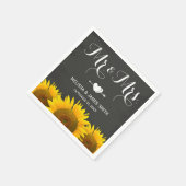 Serviette En Papier M. et Mme Mariage Sunflowers Chalkboard Elegant (Coin)