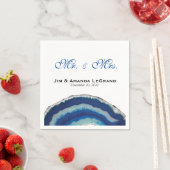 Serviette En Papier M. et Mme Marine Blue Mariage Agate (En situation)