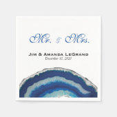 Serviette En Papier M. et Mme Marine Blue Mariage Agate (Devant)