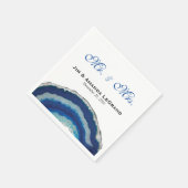 Serviette En Papier M. et Mme Marine Blue Mariage Agate (Coin)