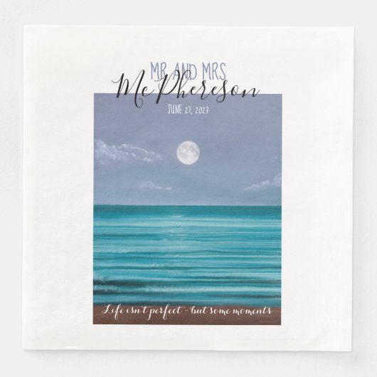 Serviette En Papier M. et Mme Moonlit thème de mariage (Devant)