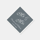 Serviette En Papier M. Et Mme Napkins Mariage Date Mariée Groom Grey (Coin)
