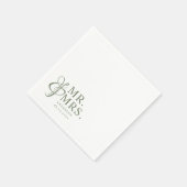 Serviette En Papier M. Et Mme. | Sage Green Moderne Mariage élégant (Coin)