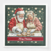 Serviette En Papier M. et Mme Santa Claus Cuisine Aquarelle Napkin (Devant)