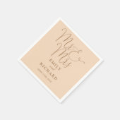 Serviette En Papier M. Et Mme Script Élégant Mariage Soft Peach (Coin)