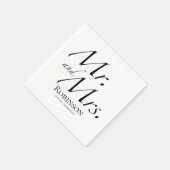 Serviette En Papier M. et Mme Script modernes | Mariage noir et blanc (Coin)