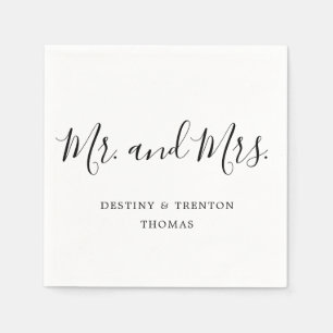 Serviette En Papier M. et Mme Simple Elegant Script Mariage
